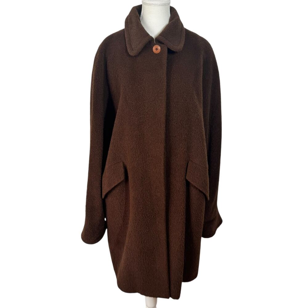 Roberto Verino Peacoat Women 12 Chocolate Brown Alpaca Wool Minimal Quite Luxury